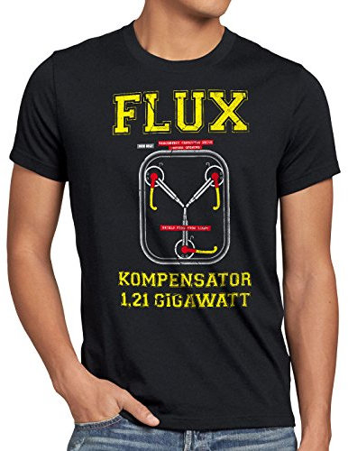 style3 Flux Kompensator Herren T-Shirt McFly Game Gamer Zukunft Zurück Zeitreise, Größe:XXXL;Farbe:Schwarz