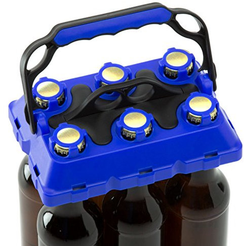 CLICK-IT BOB The Bottle Buddy Flaschenträger I Trage-Hilfe für bis zu 6 Bier-Flaschen I cooles & praktisches Gadget für Deine Party - für 0,33 l Glas-Flaschen I Bottle Carrier (dunkelblau/schwarz)