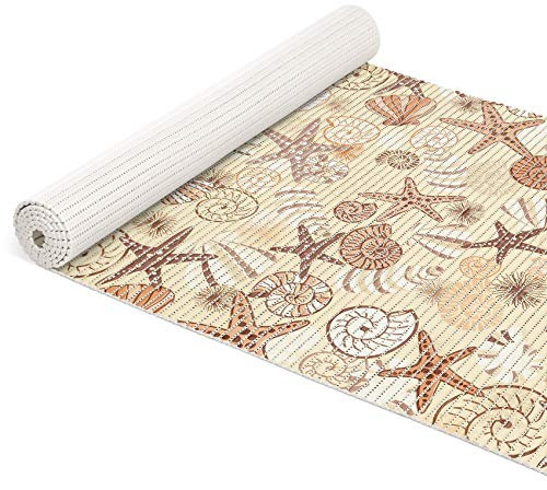 ANRO Badematte Weichschaum Matte Antirutsch Badvorleger Badläufer Muscheln Beige 100x65cm