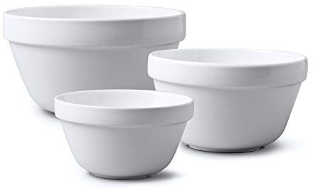 Wm Bartleet & Sons Set of 3 Traditional Porcelain Pudding Basins (375ml, 0.7pt/500ml, 0.9pt/700ml, 1.3pt) – White