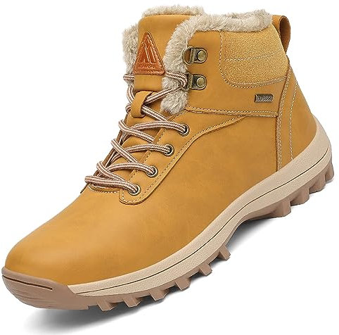 Mishansha Uomo Scarpe Invernali Donna Stivali da Neve Calda Stivaletti Impermeabili da Trekking giallo, 41 EU