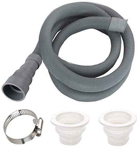 Lurowo Ablaufschlauch Waschmaschinenschlauch Zulaufschlauch Schlauch inkl. Schlauchschelle und Rohrdichtstopfen, Verlängerung Waschrohr (2m)