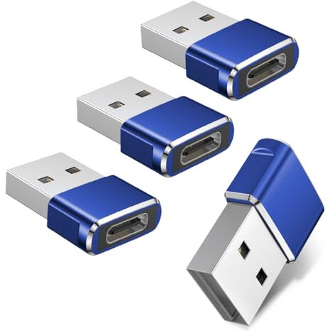 BASESAILOR USB to USB C Adapter 4Pack,Type C Female to USB A Male Charger Connector for Apple iPhone 16 Pro Max 11 12 13 14 15,iPad 8th 9th 10 10th Air 4 4th 5th Mini 6,Samsung Galaxy Z Flip Fold 5 4
