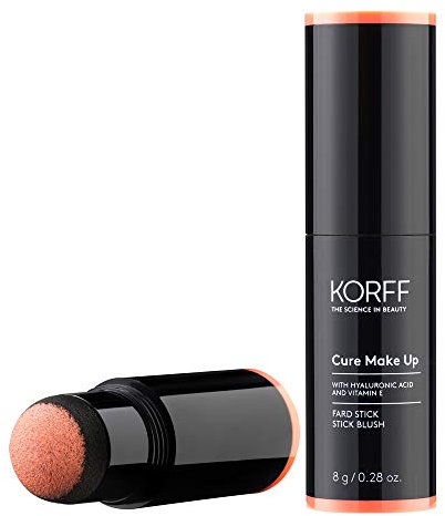 Korff Fard Stick, helle und komfortable Finish, Schwammapplikator für schnelle Anwendung, seidige Textur, Formel mit Hyaluronsäure und Vitamin E, 01, 8g
