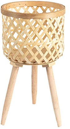 Luckxing Blumentreppen Blumenständer Mit HolzBeinen Pflanzenständer Aus + Blumentopf Blumenhocker 2 In 1 Deko Wohnzimmer | Blumensäule Für Pflanzentopf Vase Garten