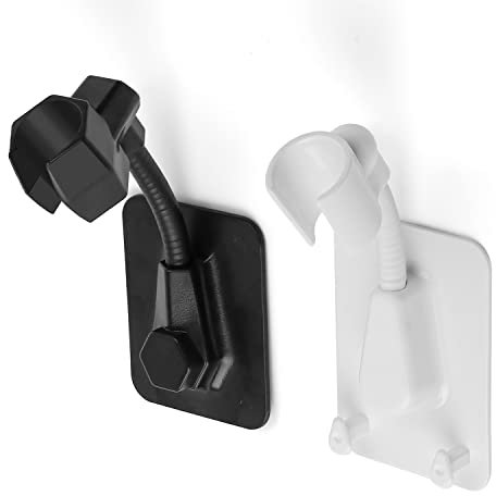 KLEHOPE Duschhalterung Ohne Bohren, 2 Stück Duschkopfhalterung, Wand 360 Grad Drehbar Universal Verstellbar, Duschkopf Halterung Ohne Bohren Für Duschkopf(weiss und schwarz)