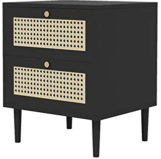 UNNS Nachttisch Quadratischer schwarzer Nachttisch Nachttisch mit 2 Schubladen Schlafzimmer Spind Industrie Wohnzimmer Sofa Beistelltisch Beistelltische Schlafzimmer (Color : A)