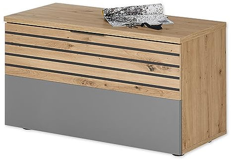 33-023-T2 Garderobenbank MILAN Sitzbank für Schuhe Artisan Eiche Nb. / grau ca. 85 x 45 x 38 cm
