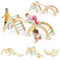 GOPLUS 7 en 1 Triangle Arche Montessori, Arche d'escalade Enfants avec Toboggan Bois,Rampe, Échelle Réglable, Charge 50KG, pour Tout-Petits Bébé 1 Ans+(Multicolore)