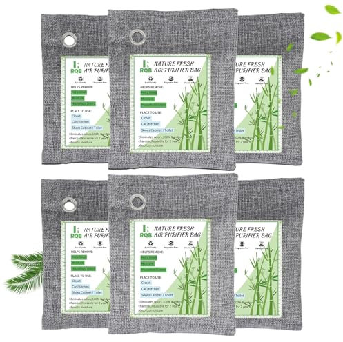 Nature Fresh Air Purifier Bags, Activated Charcoal Air Purifying Bag,Moisture Absorber,odor eliminator,Natural Car Air Freshener,Shoe Deodorizer,Odor Eliminators For Home, Pet, Closet (200g*6)