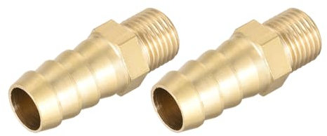 METALLIXITY Ottone Tubo flessibile Barra Raccordo (M10-1 Maschio x 10mm Spinato) 2pz, Tubo Tubo Connettore - per Carburante Aria Acqua Olio Gas