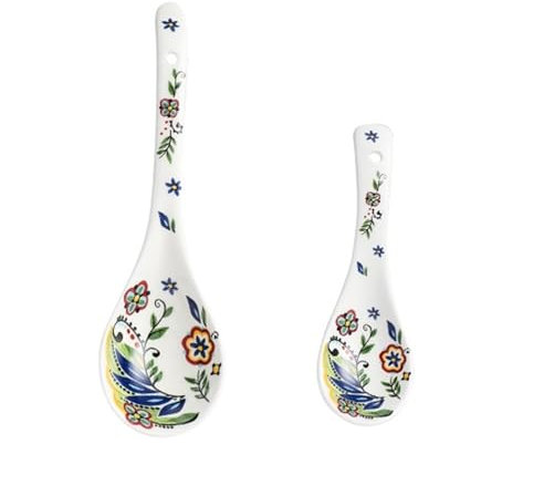 Cucchiaio I cucchiai in ceramica includono 1 cucchiaio piccolo e 1 mestolo, cucchiai da zuppa Wonton, cucchiai da portata in ceramica, cucchiai da ramen Cucchiaio da Zuppa (Color : D)