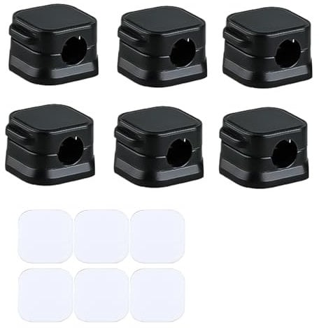Thyonta 6PCS Wire & Data Cord Organiser Wire Management Holder Self-adhesive Charging Cable Magnetism Non-Traceable Clip(Black)