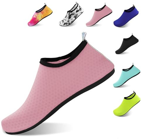 FANWINKJ Zapatos de natación, Zapatos de Yoga, Transpirable y con Estilo Zapatos de Agua para la Playa, Deportes, Surf y natación, Hombres y Mujeres,Pink-36-37