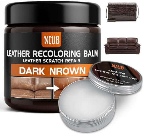 NIUB Cuero Líquido Reparador, Reparador Cuero Marrón Claro, Líquido Restaurador del Color del Cuero de Gran Capacidad de 240 g para Les Produits en Cuir - Contiene Aceite acondicionador