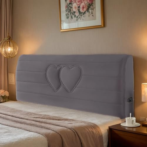 DOSYCOVUR Velours Kopfteilbezug Für Single Bett Doppelbett King Size Bett Schutzbezug Waschbar Decken Kissen Dick Staubdicht,Grey 3,180cm
