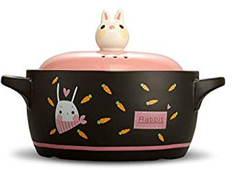 GKHLAMZDE Cocotte en céramique à Motif de Dessin animé avec Couvercle Rose Marmite en Terre Cuite résistante à la Chaleur Marmite Bibimbap coréenne Marmite Saine