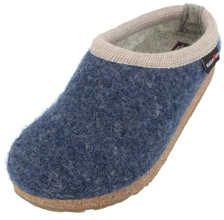 HAFLINGER Grizzly Panda Walkstoffclog Hausschuh aus reinem Wollfilz