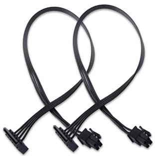 ELFJMZP Lot de 2 petits câbles d'alimentation 6 broches vers SATA, cuivre étamé 18 AWG pour PC Dell, adaptateur double SATA 15 broches pour disque dur SSD DVD, câble d'alimentation interne