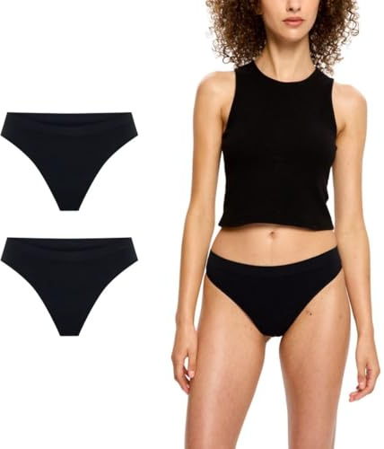 Modibodi Women's Seamfree Period Thong 2-Pack Light 20ml Black L/16-18