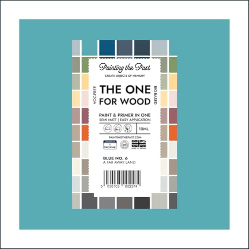 The One for Wood Paint & Primer 10ml (Sample) Blue No. 6 A Far Away Land | Semi Matt Finish, Bio-Based & VOC-Free Formula for Wooden Furniture & Surfaces | Durable & Easy Indoor Home Decorating