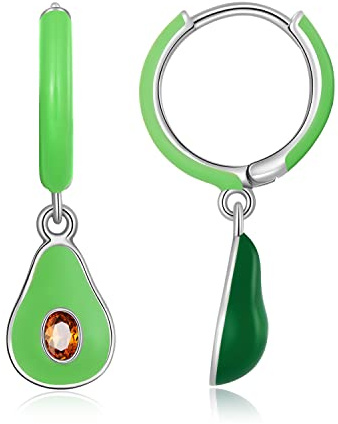 ZUOZUIYQ Schmuck,925 Sterling Silber Birne Simulierter Nano Smaragdgrün Farbe Niedlicher Avocado Tropfenohrring Damen Statement Grüner Edelstein Schmuck
