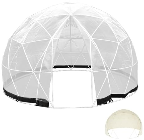 Aumotop Outdoor-Blasenzelt für 6–12 Personen, Transparentes Partyzelt mit 2 Abdeckungen für Gartenunterstand, Iglu-Zelt Gartenpartys, Material: Weißes PVC, HDPE, ABS + PVC