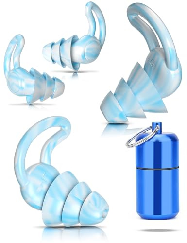 Bouchon d'Oreille pour Dormir, Réutilisable et Lavable,Bouchons Doreilles Anti Bruit pour Sommeil,Natation,Concert,moto,Douce Silicone Bouchon Oreille offrir une Meilleure Protection Auditive Bleu