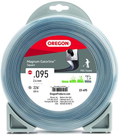 Oregon Magnum Gatorline 095 Trimmer Line Heavy Duty, Professional Square Weed Wacker String for Gas and Electric Grass Trimmer and Brushcutters, Fits Most Standard Models 0.95 x 226-Foot (22-495)
