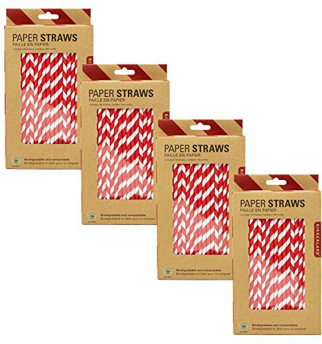Red White Striped Paper Drinking Straws - 4 Pkts 576 Straws