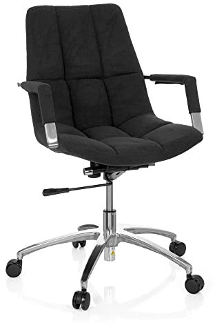 hjh OFFICE Saranto Plastic Swivel Office Chair with Retro Look with Seat Bowl, Lordose Cushion, Rocking Mechanism Armrests, Ergonomic, Office Chair, Chair Black
