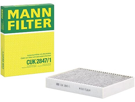 MANN-FILTER CUK 2847/1 Innenraumfilter/Kabinenluftfilter - Pollenfilter mit Aktivkohle - für Pkw + Transporter