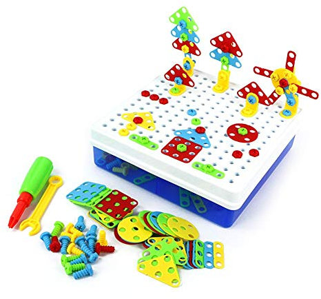 Tnfeeon 234 PCS Jouet à Visser Mosaique Puzzle, 3D Enfant DIY Démonter Jouet Construction Mosaïque Puzzles Démontage Vis Écrou Blocs de Construction Ensemble Educatifs Apprentissage