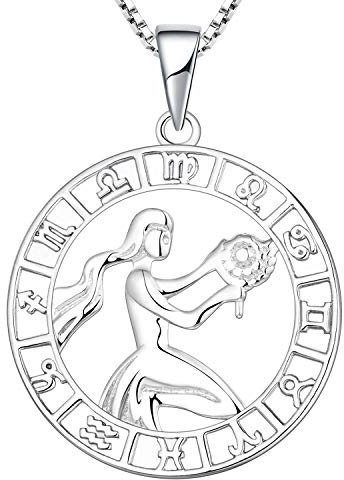 YL Silber Jungfrau Halskette-925 Sterling Silber Horoskop Sternzeichen 12 Konstellation Anhänger Halskette für Damen