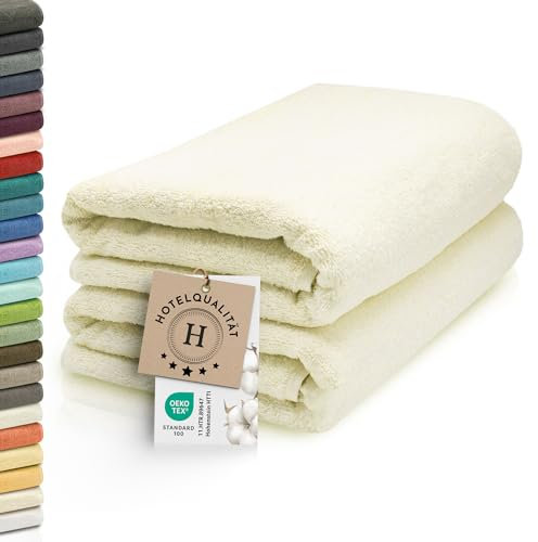 ZOLLNER 2 teli da sauna - morbidi e assorbenti asciugamani da bagno - lavabili a 95°C - cotone - 70x200 cm - naturale