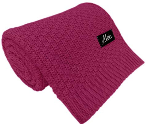 Baby Strickdecke Kuschelige Decke ideal als Baby Decke, Erstlingsdecke, Wolldecke oder Baby Kuscheldecke 80x100 I 100x120 (1033) (Violet, 80x100)