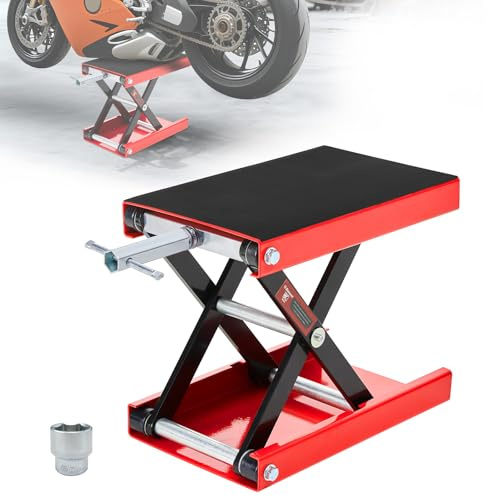 Donext Martinetto sollevatore a forbice per moto, capacità di 544 kg, per manutenzione moto, ATV, garage, centro di riparazione, cavalletto sollevatore, rosso