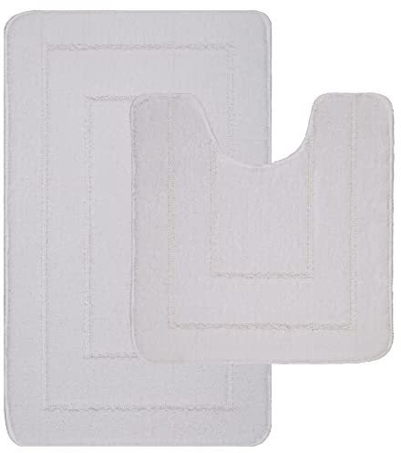 Lifestyle comfort ltd LSC Ichra Lot de 2 tapis de bain antidérapants extra doux et absorbants l'eau, 100 % polypropylène (blanc)