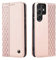 TOHULLE Case for Samsung Galaxy S22 Ultra, Premium PU Leather Wallet Case Card Holder Kickstand Built-in Magnet Shockproof Plaid Pattern Flip Folio Phone Case Cover for Samsung S22 Ultra - Rose Gold