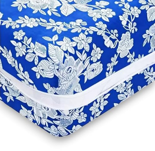 Super Mundo Funda de Colchón con Cremallera 90x190 cm / 90x200 cm, Transpirable Antiacaros Absorbente,Azul(Cama 90)