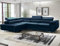 MODERNO Ecksofa mit Schlaffunktion und Bettkasten Avesta - Sofa +3 Sitzen mit Robusten Metallfüße - Schlafcouch L-Form - Modern Couch 277x203x73 cm - Ecke Links Velours Blau