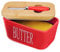 Beurrier avec couvercle, Chasechic, Beurrier et couteau en céramique avec couvercle, 500ML, Récipient à beurre en céramique hermétique, rouge