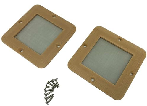 Printin3D Lüftungsgitter 80×80 mm – für Hummelkasten, Igelhaus, Terrarium & Gartenbox – mit feinmaschigem Insektenschutzgitter, inkl. Schrauben – nur 5 mm flach