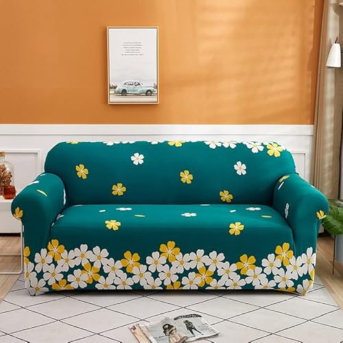 Sofaschoner Gelb Grün Sofaüberwurf Weich Spandex Sofaschoner rutschfest Couch Überwurf Waschbare Sofa Überzug Sofabezug mit Elastischen Riemen Sofabezug L Form Pflegeleicht 4 Sitzer
