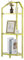 Eckregal Ständer, 3-stöckiges Glaseck-Bücherregal, Badezimmer-Aufbewahrungsregal, Pflanzenregal, gehärtetes Glas, Stahlrahmen, moderner Stil für Wohnzimmer, Badezimmer, Küche, Metallic Gold