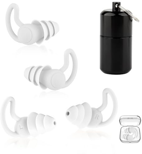 2 Paar Ohrstöpsel Schlafen, Gehörschutz Ohrenstöpsel mit Alubehälter, Geräuschreduzierung um 40dB, Wiederverwendbarer Silikon Gehörschutz, Silikon Sleep Ear Plugs für Schlafen Arbeiten Reisen