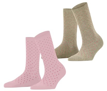 ESPRIT Damen Socken Fine Dot Multipack W So Baumwolle gemustert 2 Paar, Mehrfarbig Brown Pink 0050, 39-42
