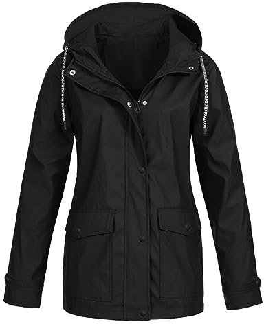 Generisch Regenjacke Damen Wasserdicht Atmungsaktiv mit Kapuze Leicht Faltbar übergangsjacke Outdoorjacke mit Verstellbare Kordelzug-Taille Fahrradponcho Damen Wasserdicht Leichte Jacke Damen Pink
