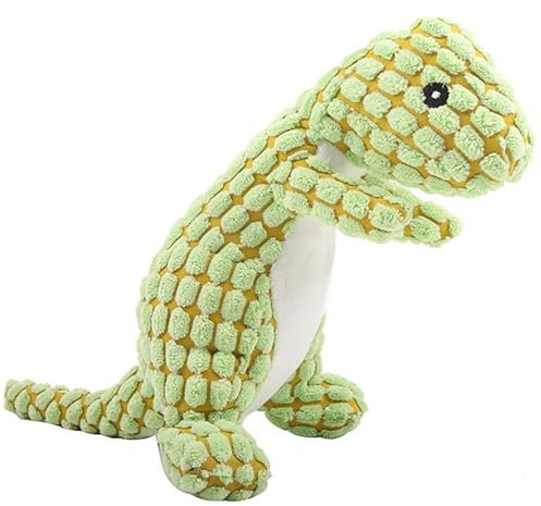 Edumov Hundespielzeug Quietschend, Waschbares Kauspielzeug Hund Unzerstörbar, Robustes Kuscheltier für Welpen und Kleine Hunde, Lustig Dog Toy Dino-Hundespielzeug Weihnachten