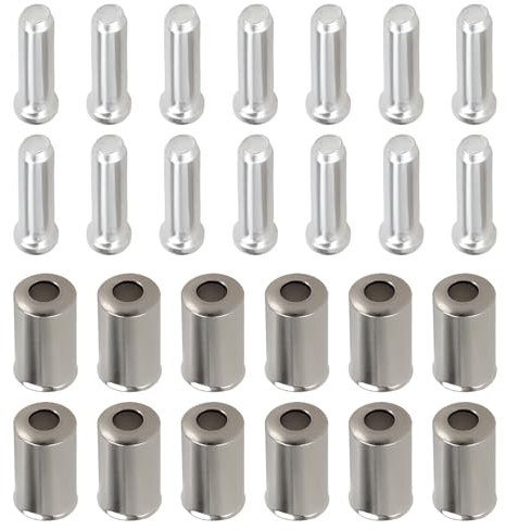 ECSiNG 100pcs Bicycle Brake Cable End Caps Set 5mm Mountain Bikes Brake Cable End Caps MTB Aluminum Brake Cable Housing End Caps Silver